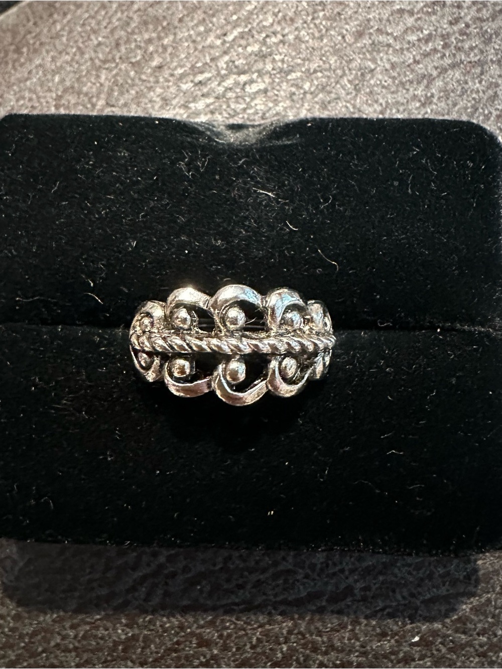 Silver tone vintage Avon filigree design ring Sz 6 whimsygoth boho